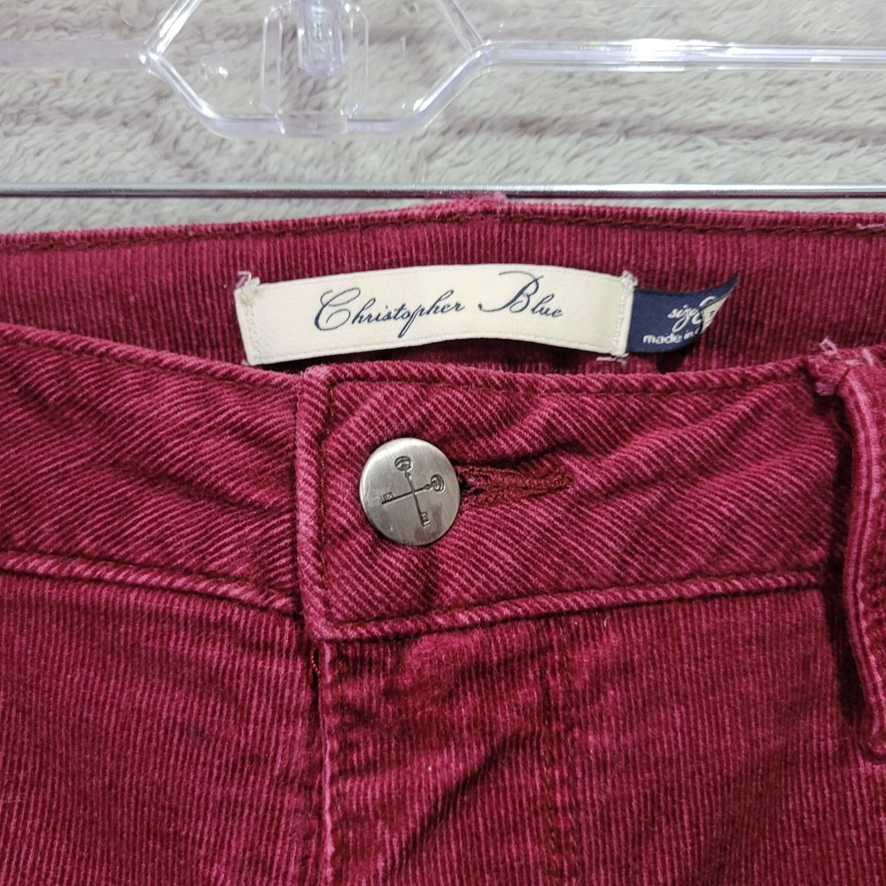 Christopher Blue 8 wine red corduroy pants slim leg mid rise twee preppy office - Picture 3 of 16